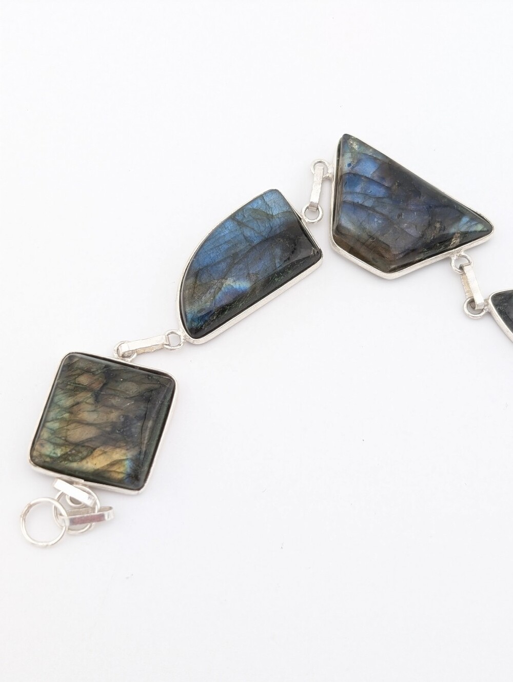 Labradorite Gemstone Bracelet - Silver Plated Bohemian Jewelry - Picture 7 of 11